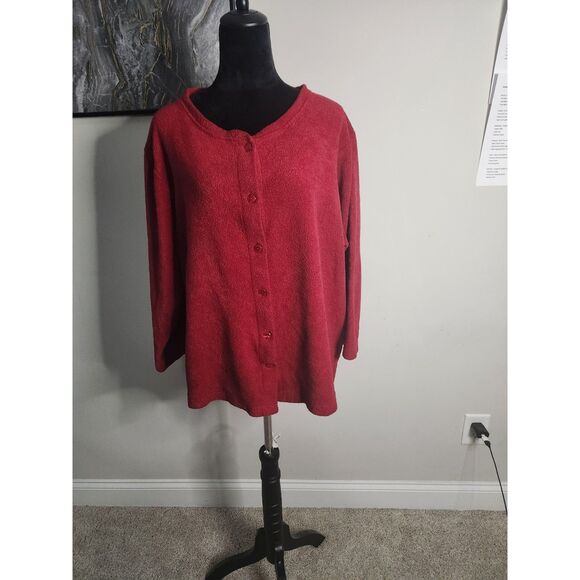 Starialle Red Button Front Cardigan Sweater – 1X - Picture 1 of 5